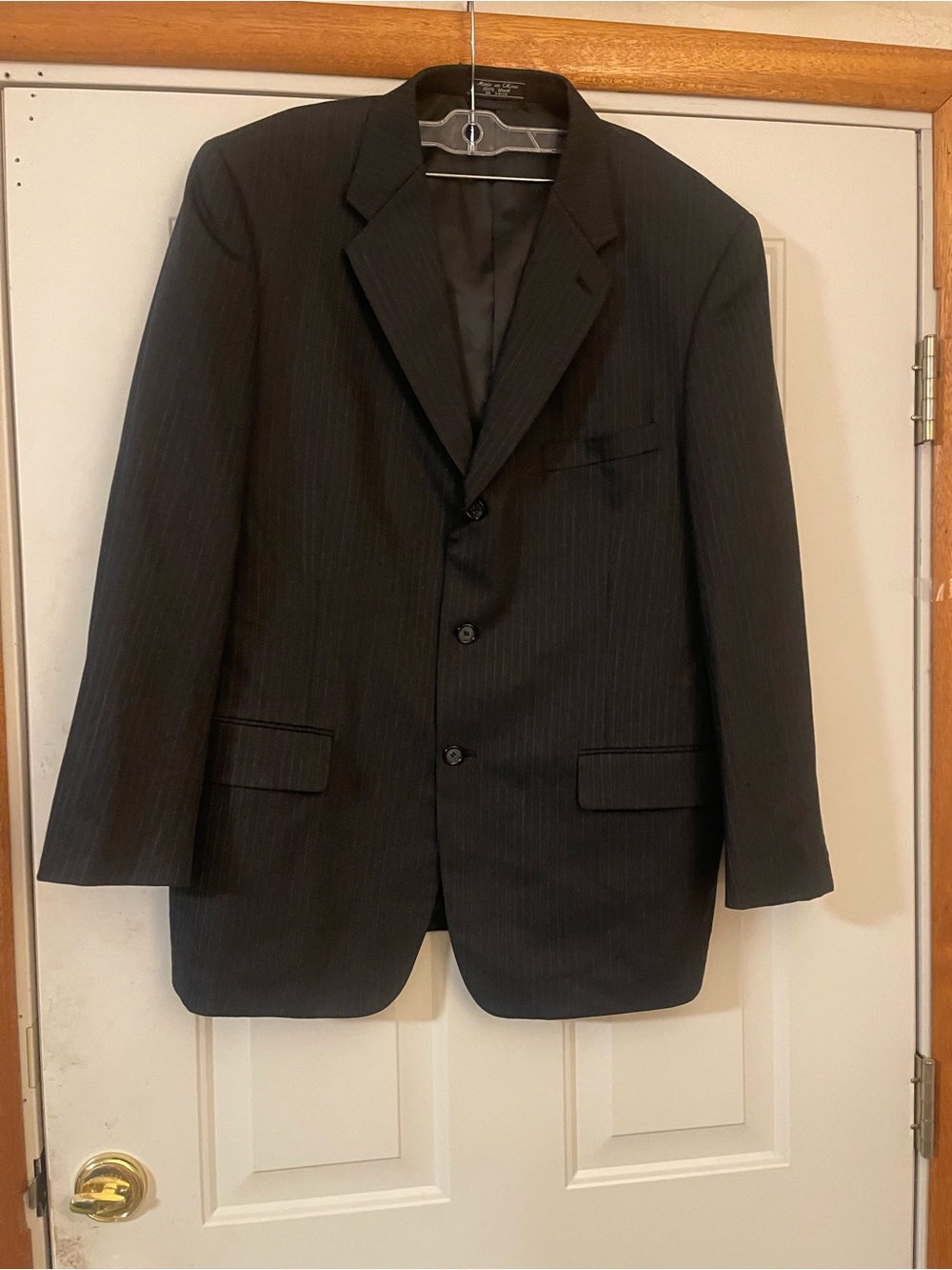 Jeffrey Banks couture Black Pinstripe Worsted Wool sport jacket  Mens 44R